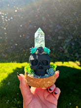 Load image into Gallery viewer, Skull dome with Prasiolite crystal