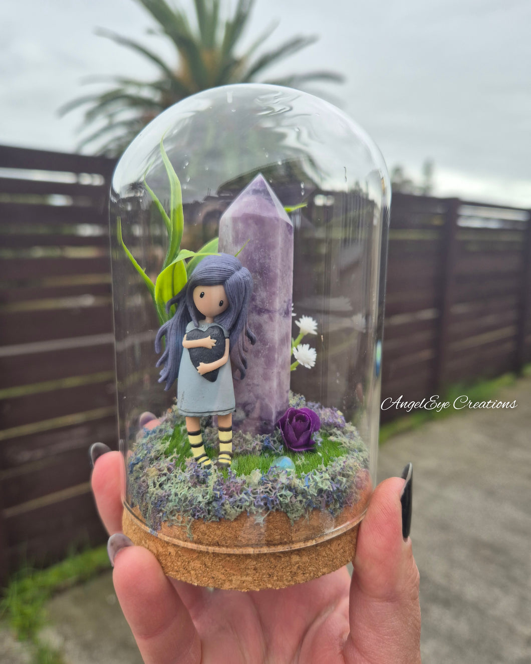 Glass Dome Jar with lepidolite tower