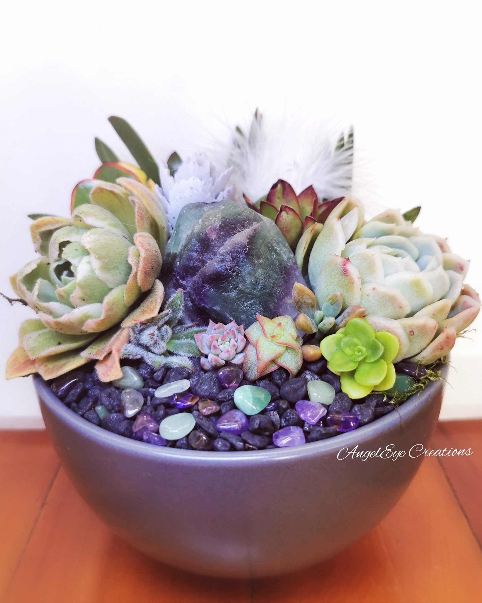 succulent crystal garden Succulent/Crystal Bowl Gardens – AngelEye Creations
